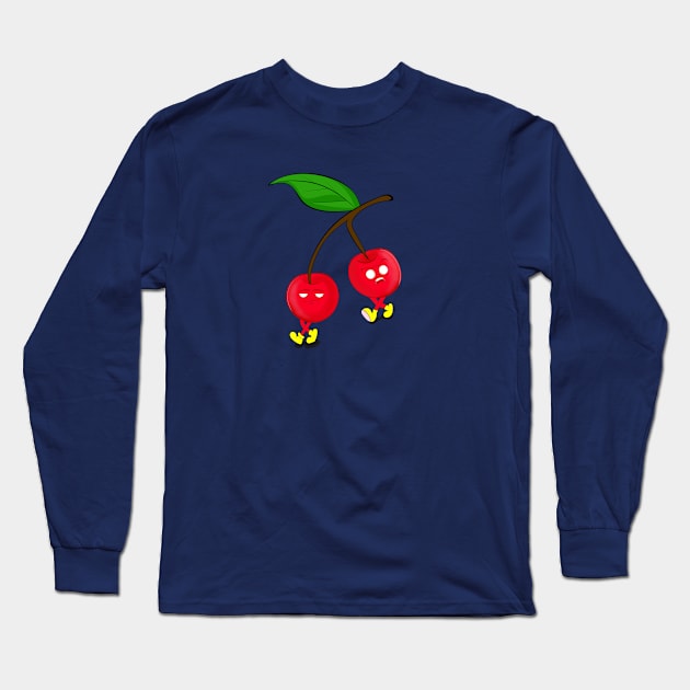 Kawaii Cherry with Faces Long Sleeve T-Shirt by MariRiUA